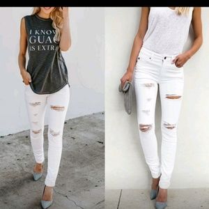 KanCan White Distressed Ripped Jeans 15 31 NWT